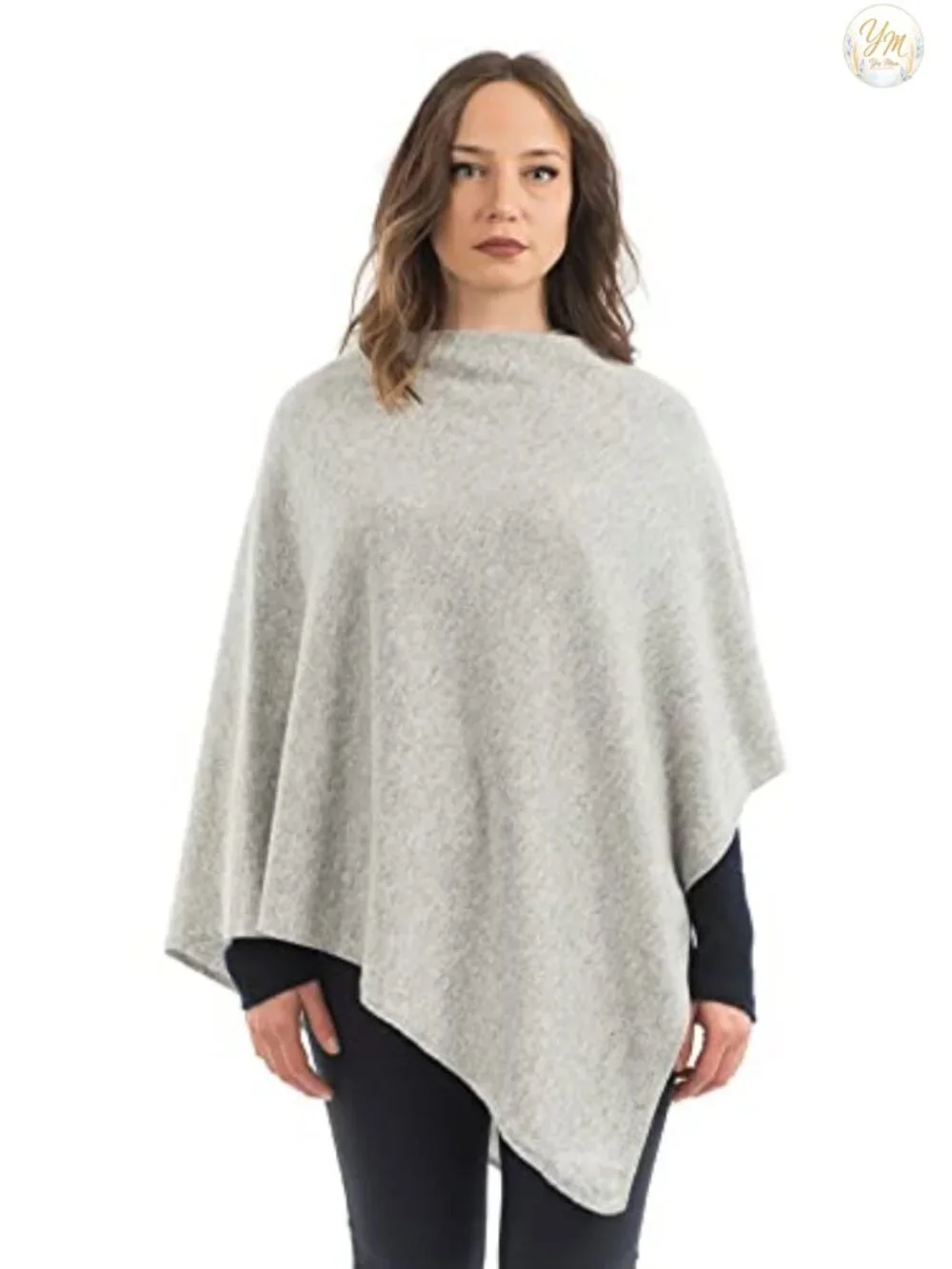 Cashmere Wool Blend Poncho - Cozy Cape, Fits Most